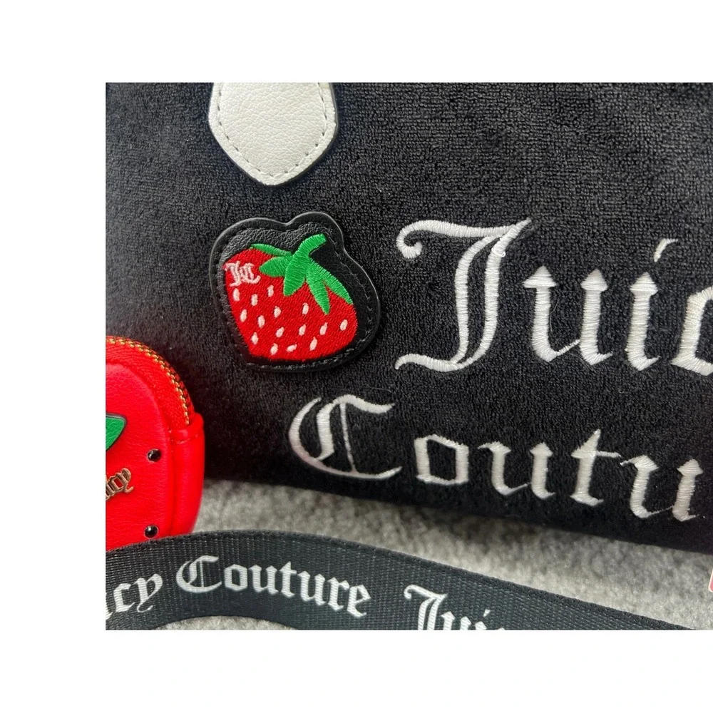 Juicy Couture Sweet N Juicy Apple Satchel‎ Strawberry Black Crossbody Bag NWT